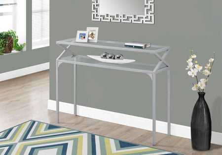 TABLE D'APPOINT - 42"L / CONSOLE D'ENTREE METAL ARGENT