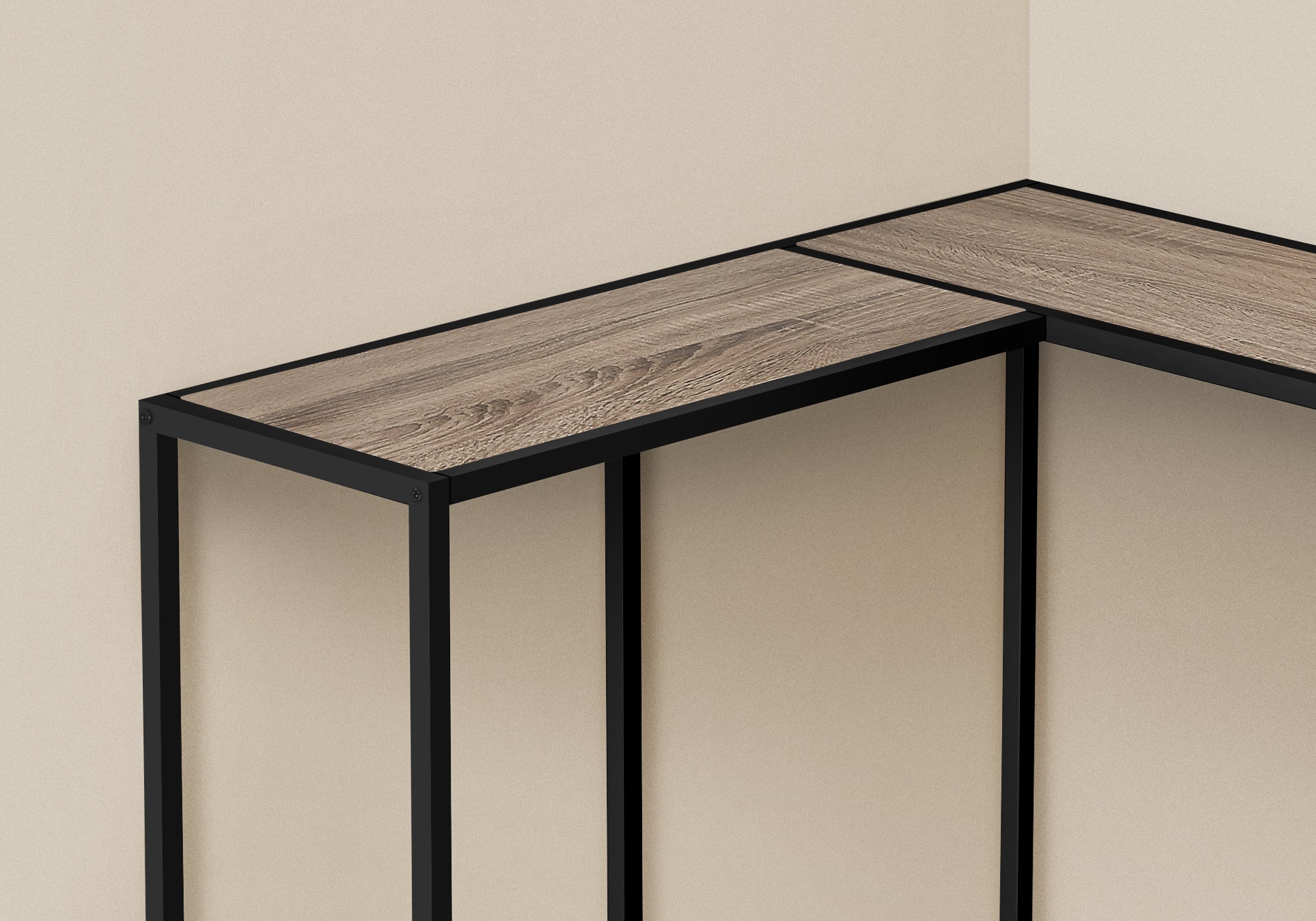 TABLE D'APPOINT - 36"L / TAUPE FONCE / CONSOLE DE COIN NOIR