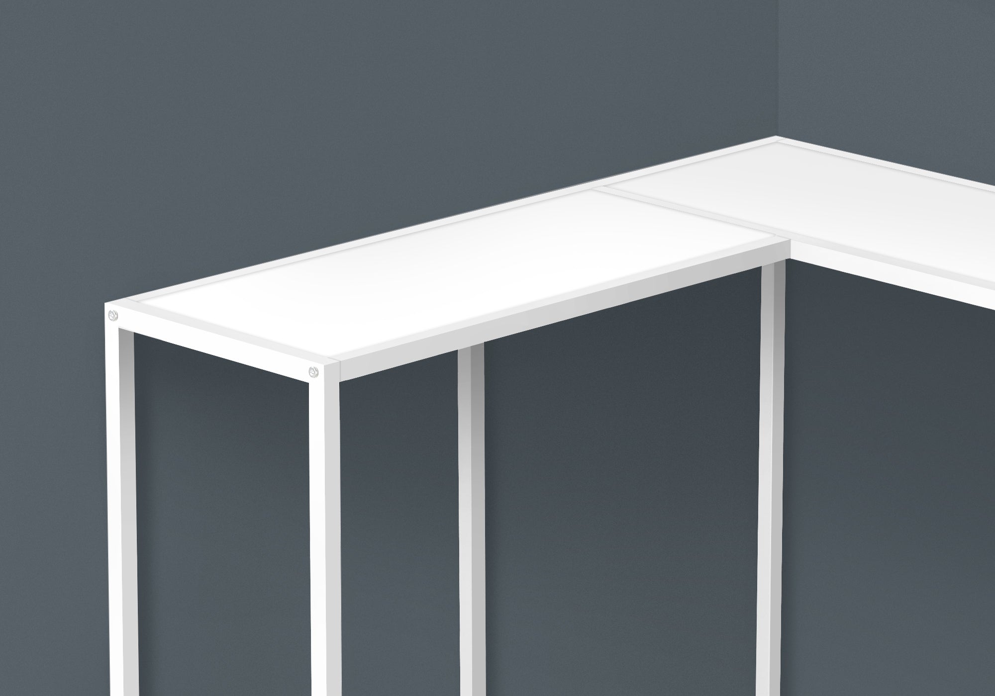 TABLE D'APPOINT - 36"L / BLANC / CONSOLE DE COIN BLANCHE