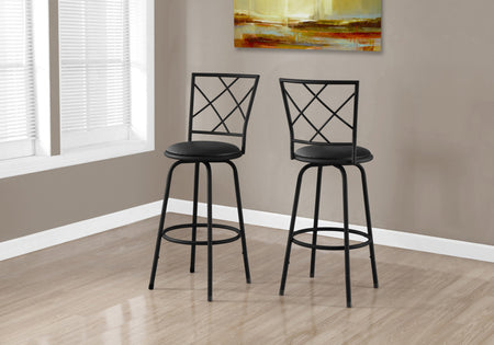 TABOURET DE BAR - 2PCS / PIVOTANT / NOIR / SIÈGE SIMILICUIR NOIR 