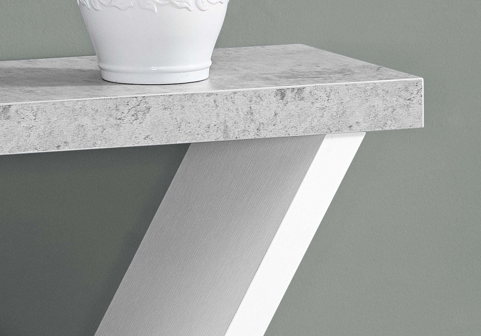 TABLE D'APPOINT - 36"L / BLANC / CONSOLE D'ENTREE ASPECT CIMENT
