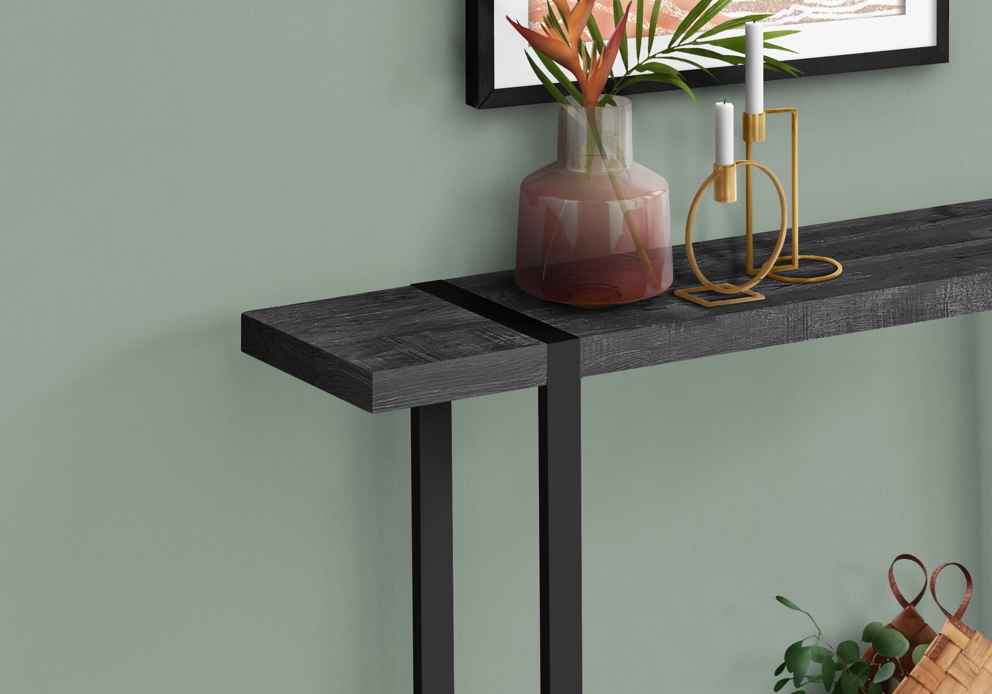 TABLE D'APPOINT - 48"L / ASPECT BOIS NOIR / NOIR