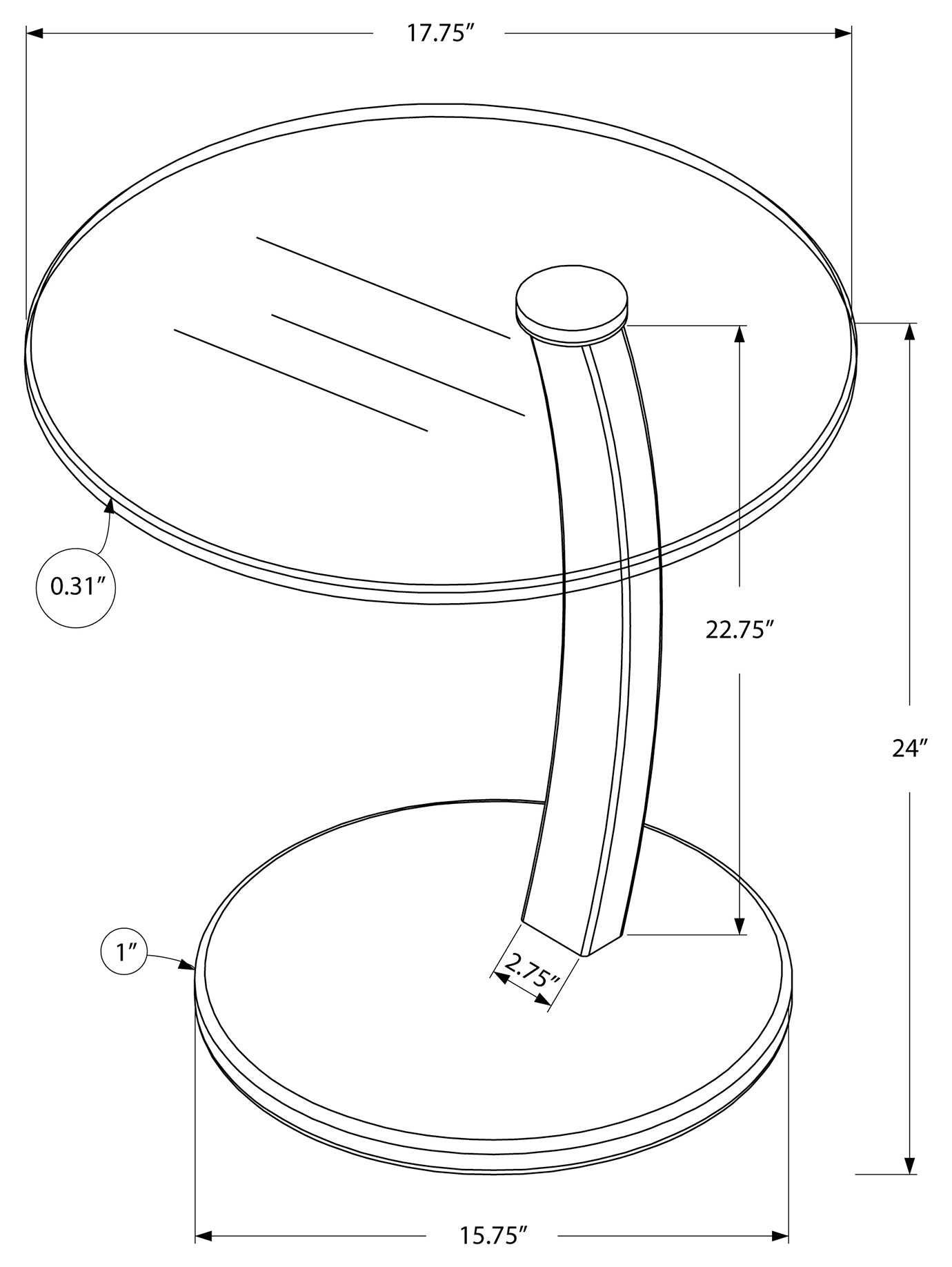 TABLE D'APPOINT - BOIS COURBÉ BLANC AVEC VERRE TREMPÉ