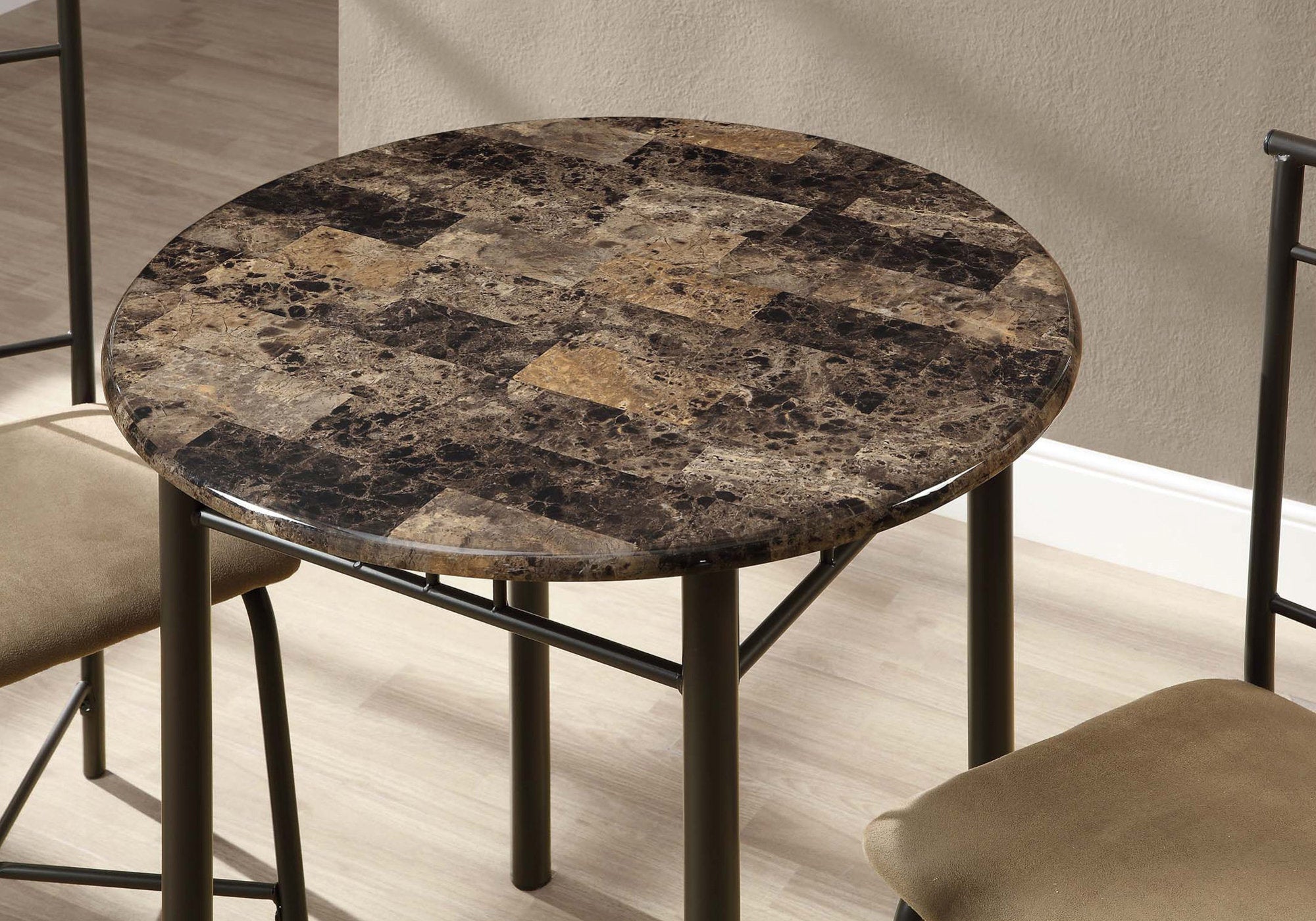 ENSEMBLE A DÎNER - ENSEMBLE 3PCS / MARBRE ESPRESSO / MÉTAL BRONZE