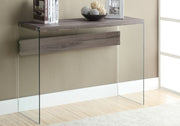 TABLE D'APPOINT - 44"L / TAUPE FONCE / VERRE TREMPE