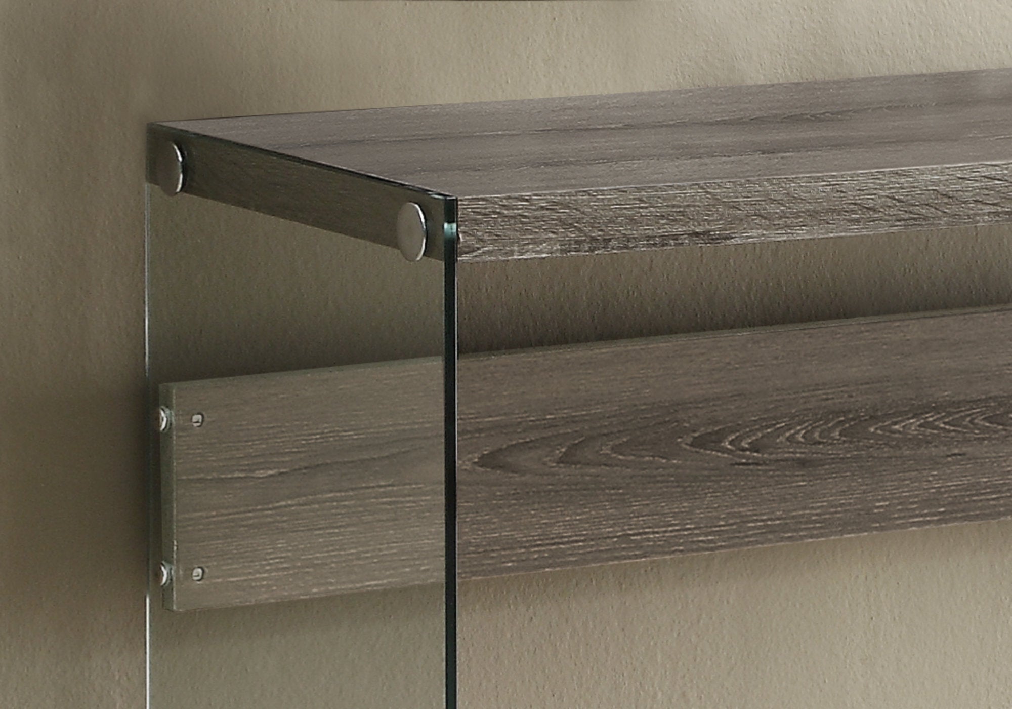 TABLE D'APPOINT - 44"L / TAUPE FONCE / VERRE TREMPE