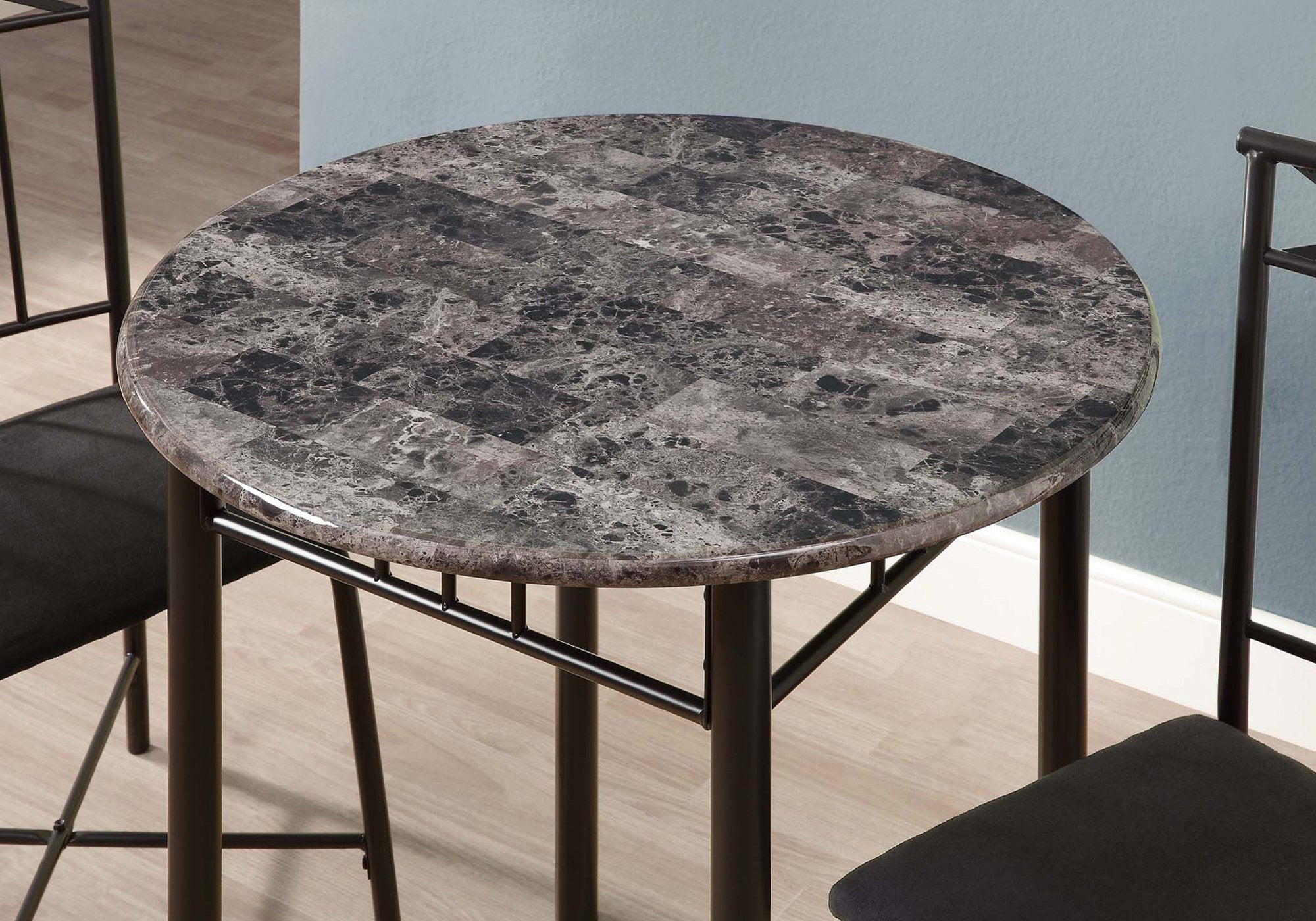 ENSEMBLE A DÎNER - ENSEMBLE 3PCS / MARBRE GRIS / METAL ANTHRACITE