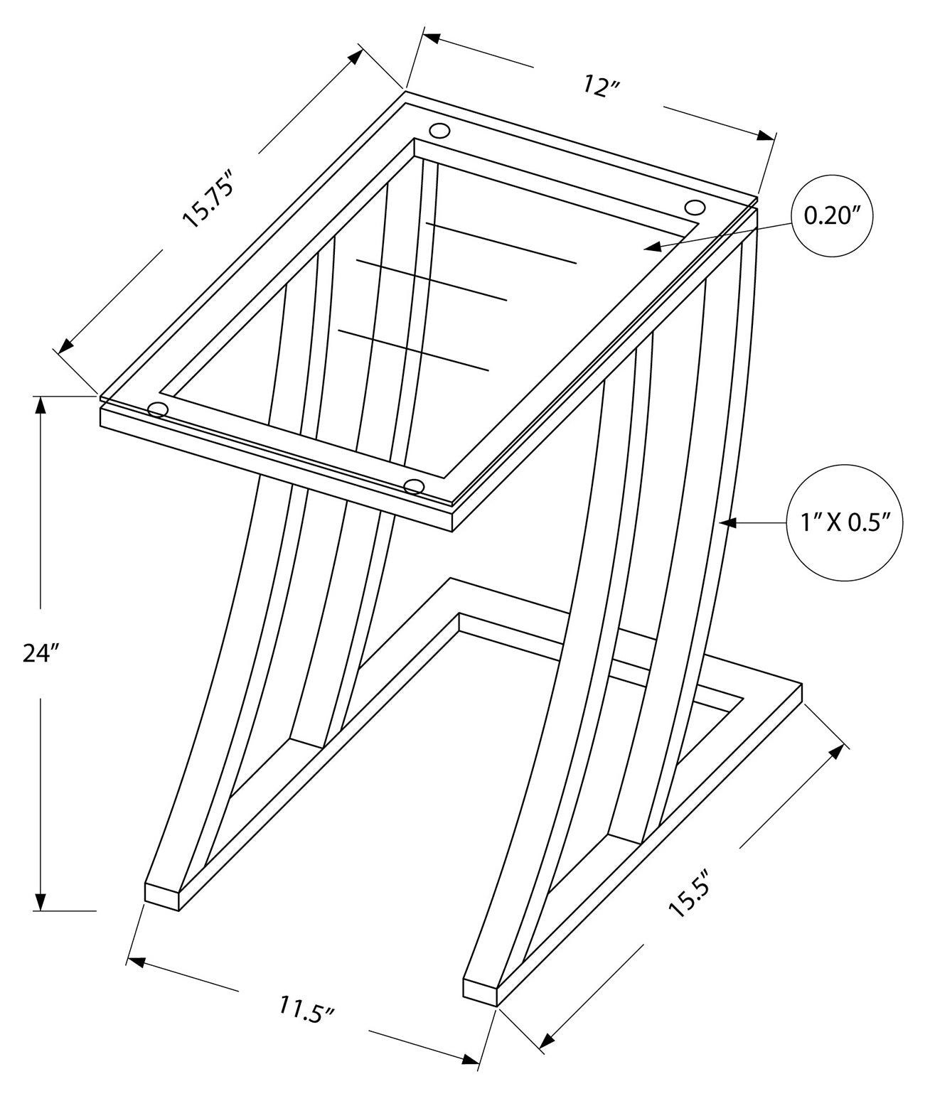 TABLE D'APPOINT - MÉTAL NOIR AVEC VERRE TREMPÉ