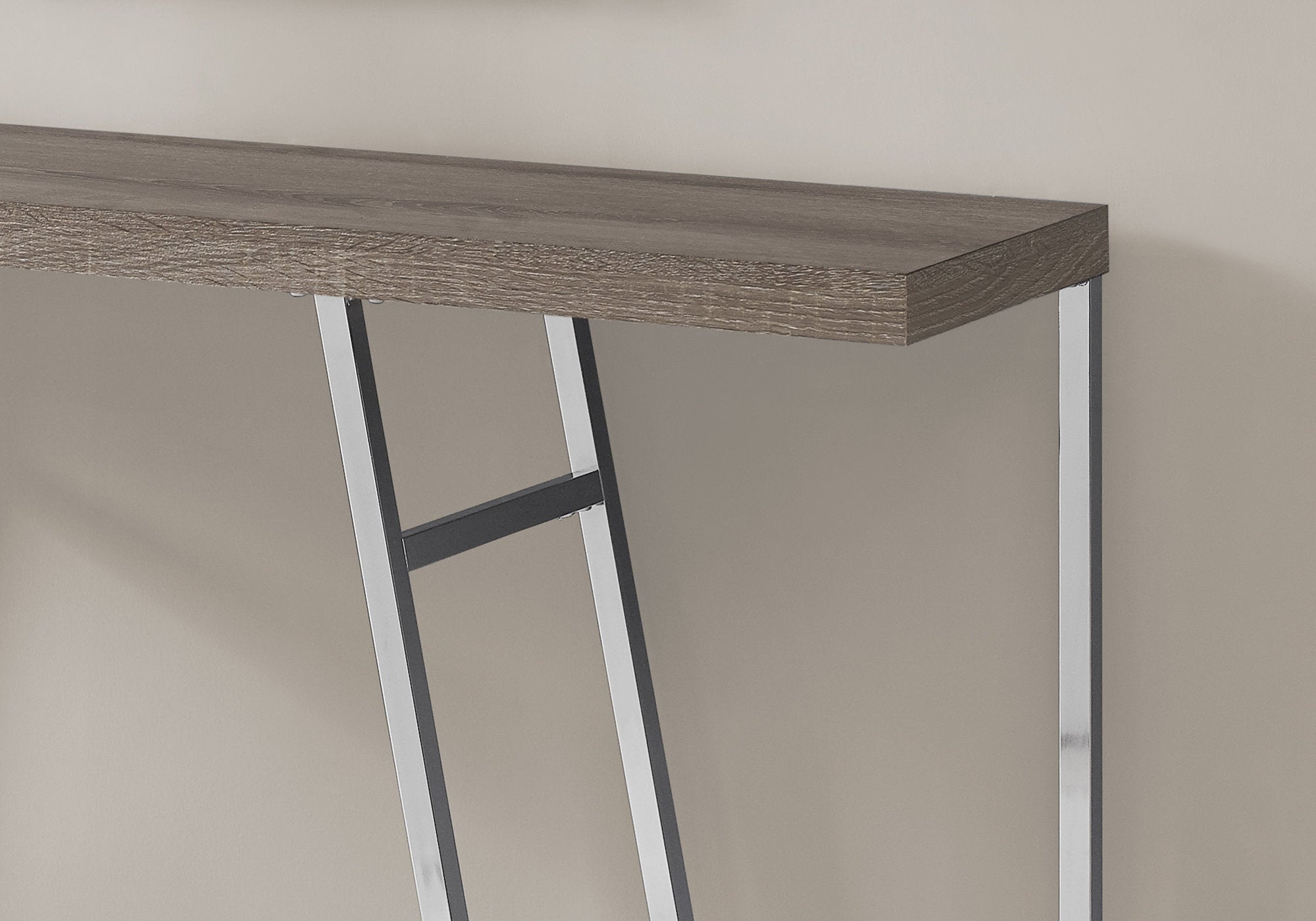 TABLE D'APPOINT - 48"L / TAUPE FONCE / METAL CHROME