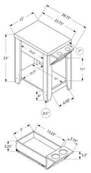 TABLE D'APPOINT - 23"H / BLANCHE AVEC PORTE VERRE 