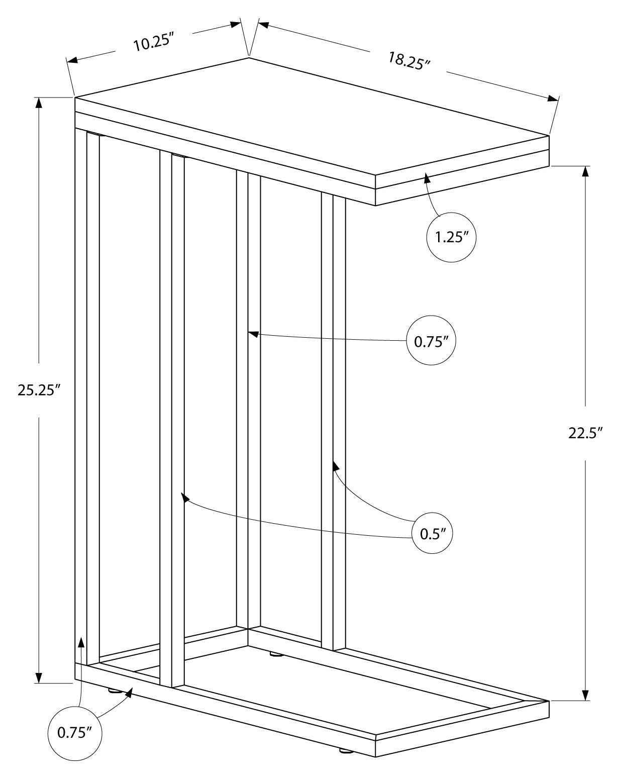 TABLE D'APPOINT - NATUREL AVEC MÉTAL CHROMÉ