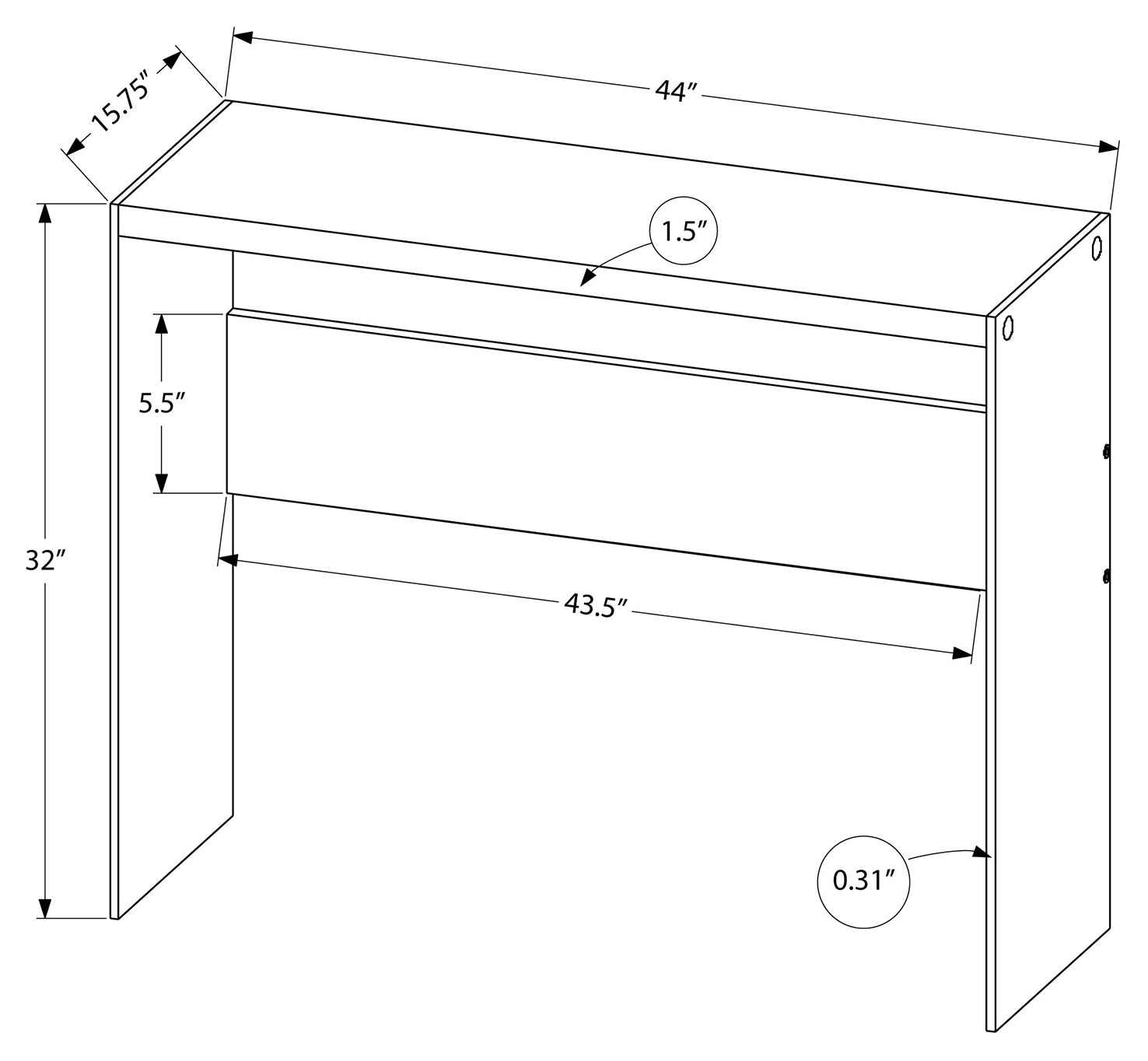 TABLE D'APPOINT - 44"L / CIMENT GRIS / VERRE TREMPÉ