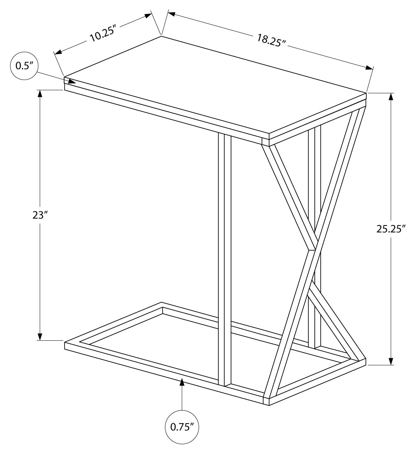TABLE D'APPOINT - 25"H / GRIS / METAL NOIR