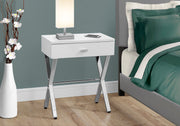TABLE D'APPOINT - 24"H / BLANC BRILLANT / METAL CHROME 