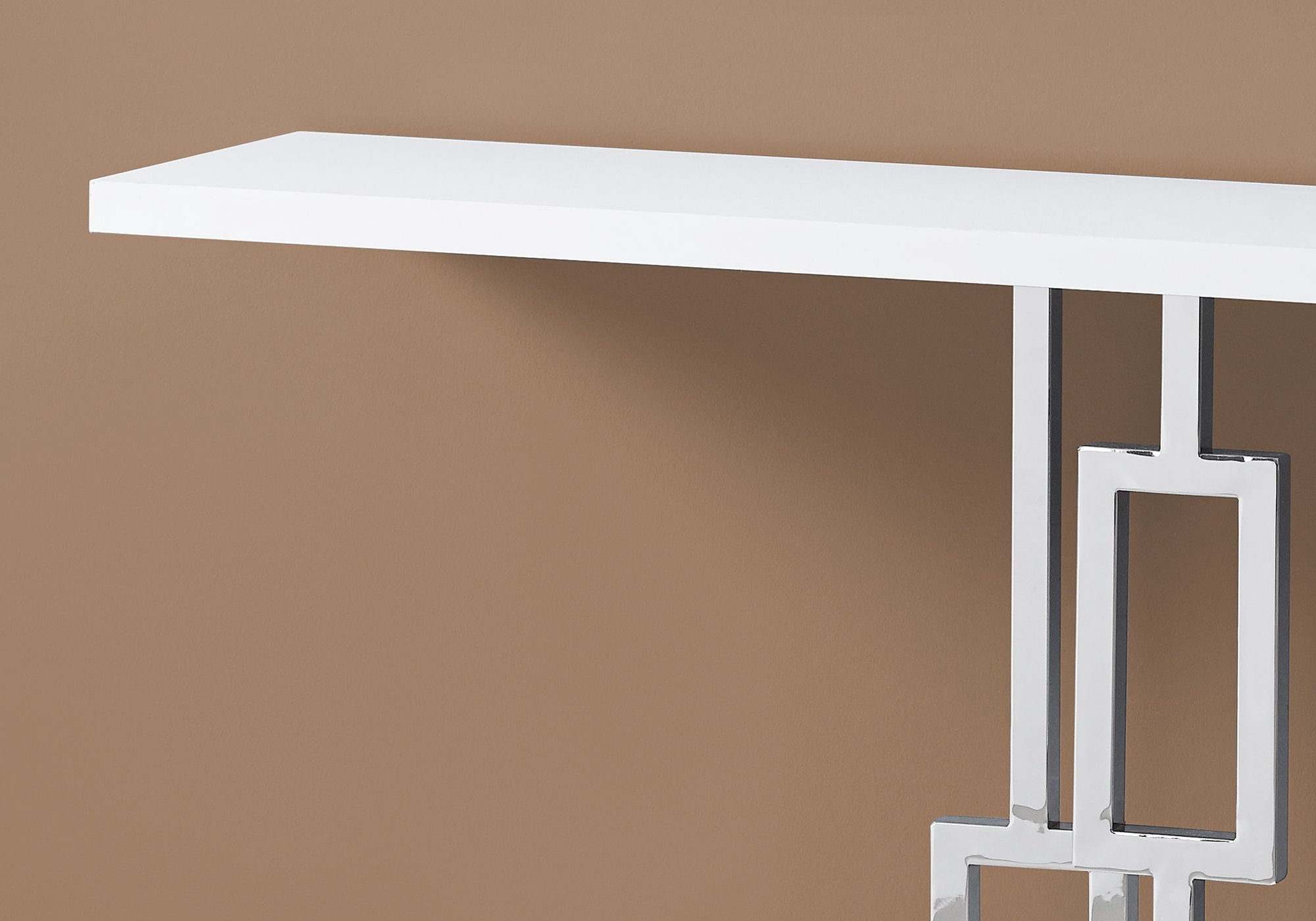 TABLE D'APPOINT - 48"L / BLANC BRILLANT / METAL CHROME 