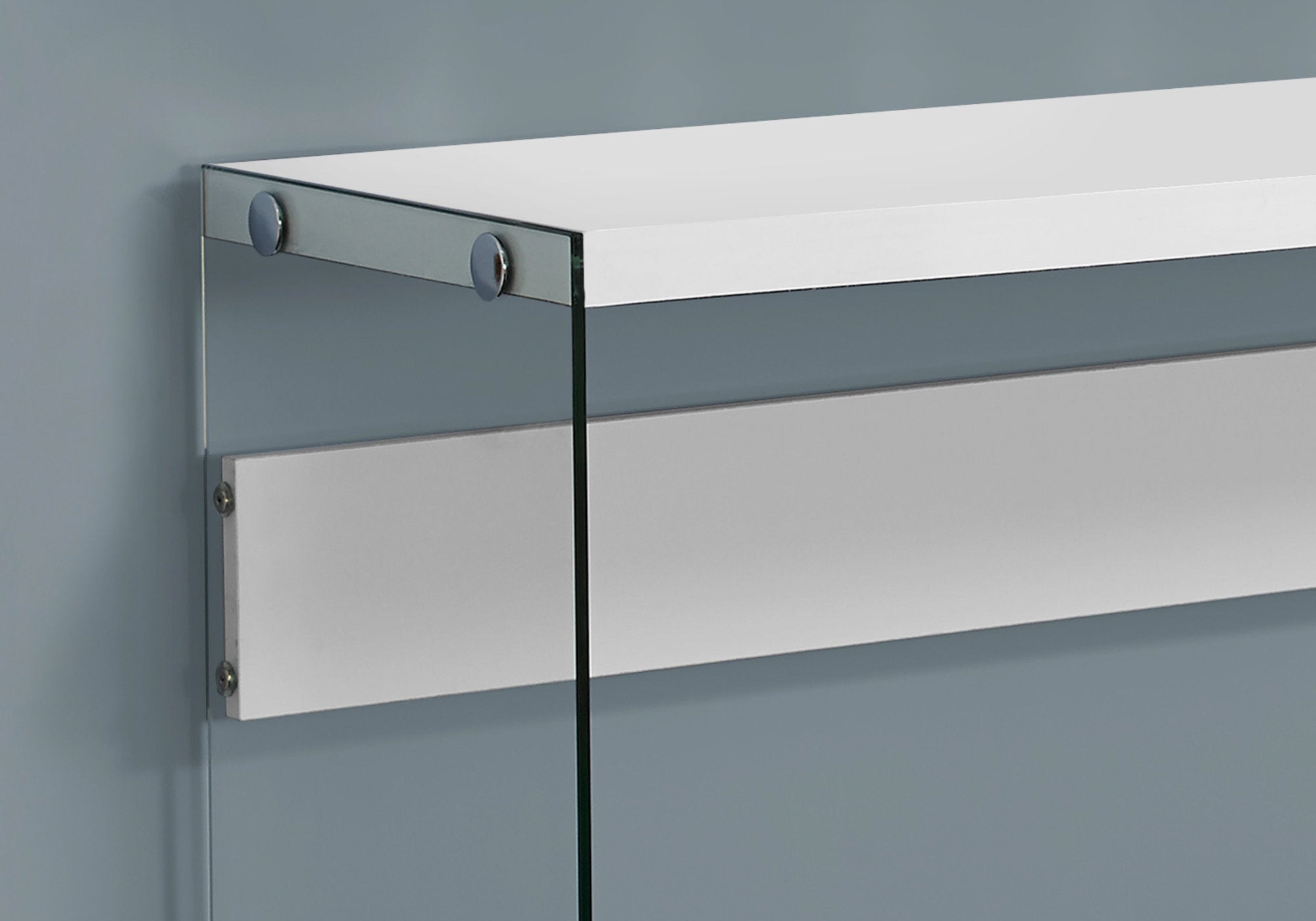 TABLE D'APPOINT - 44"L / BLANC BRILLANT / VERRE TREMPÉ