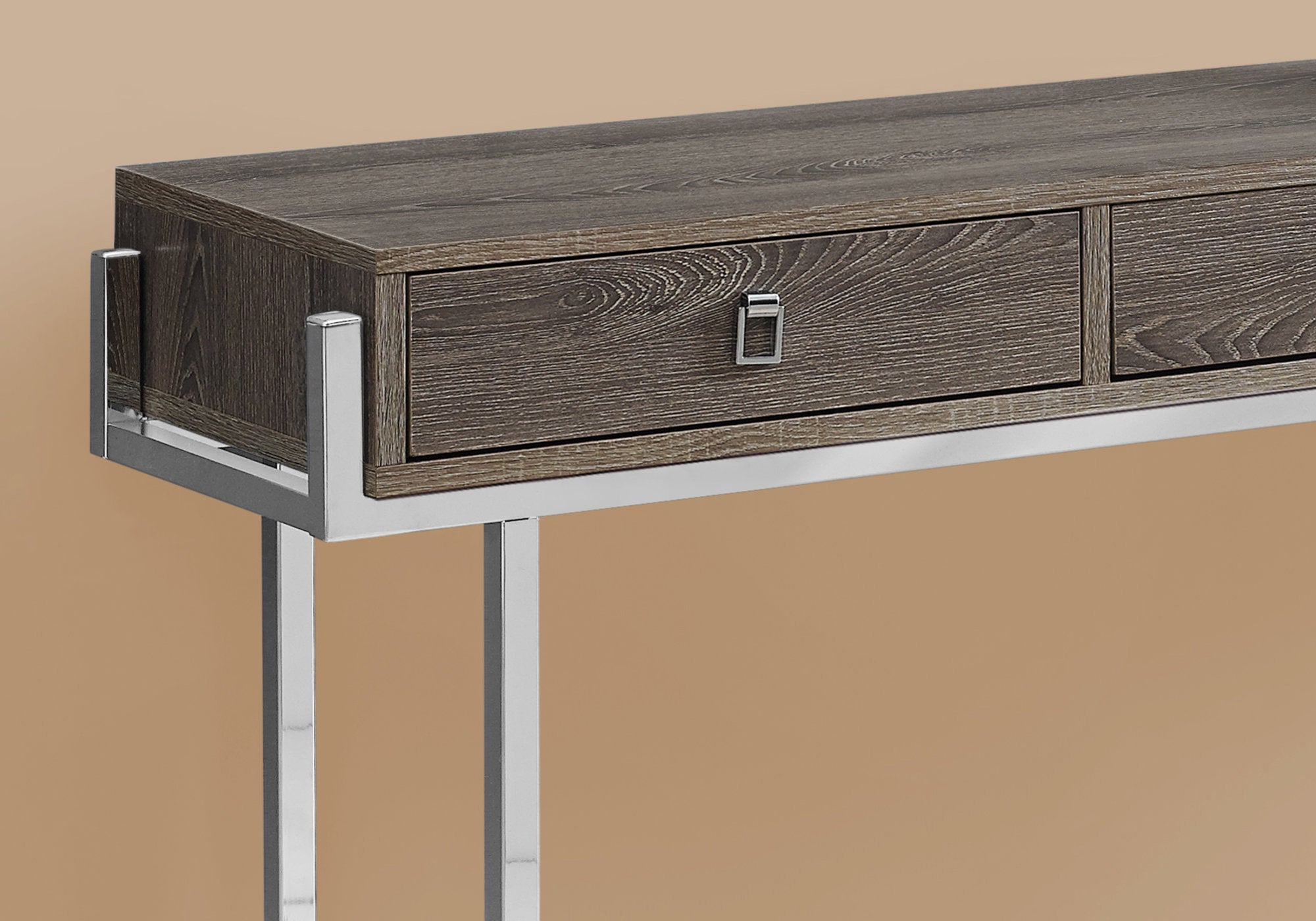 TABLE D'APPOINT - 48"L / TAUPE FONCE / METAL CHROME