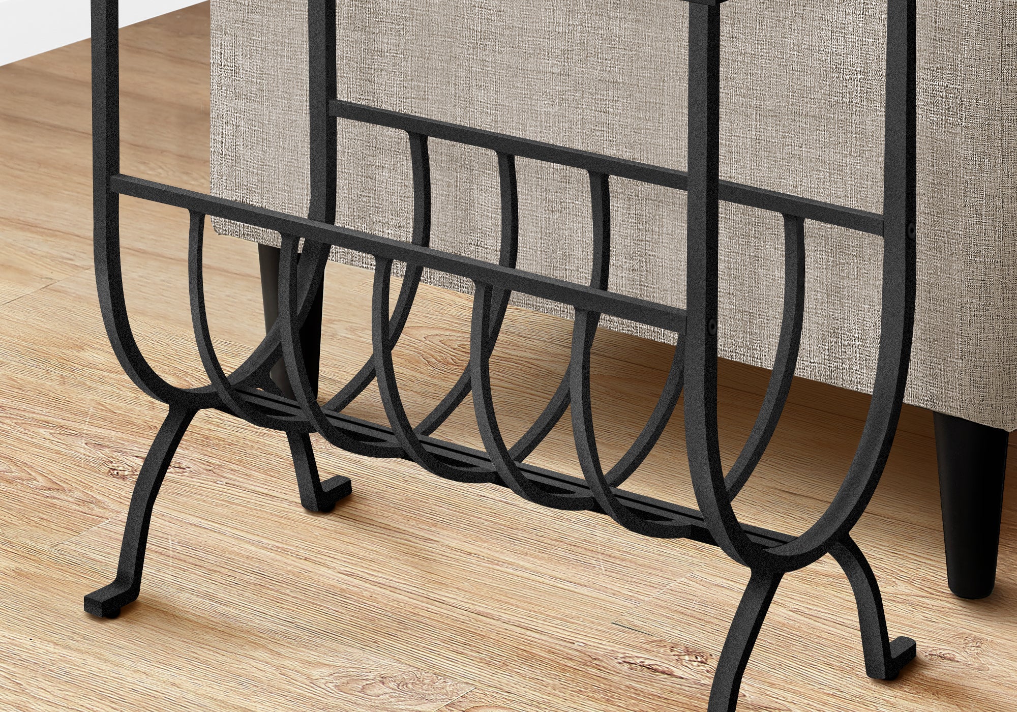 TABLE D'APPOINT - MÉTAL NOIR AVEC VERRE TREMPÉ