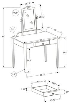 MEUBLE-LAVABO - ROSE / MIROIR ET TIROIR DE RANGEMENT 