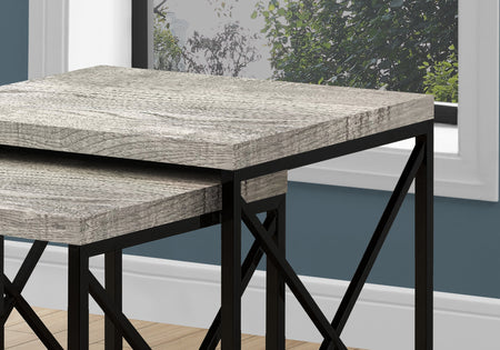TABLE GIGOGNE - ENSEMBLE 2PCS / BOIS GRIS / NOIR