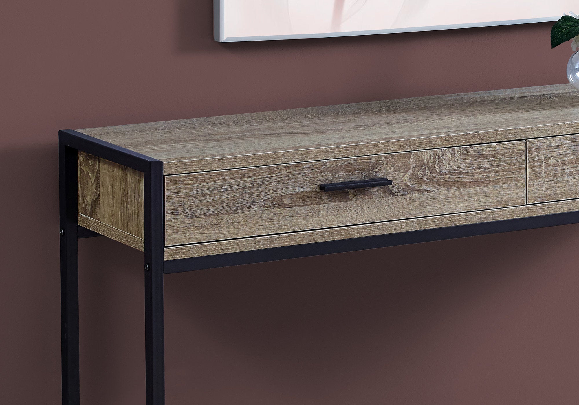 TABLE D'APPOINT - 48"L / TAUPE FONCE / CONSOLE D'ENTREE NOIRE