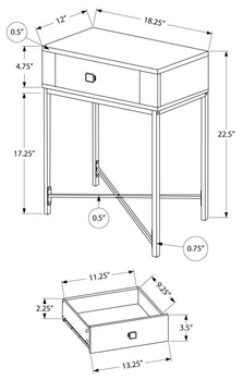 TABLE D'APPOINT - 22"H / GRIS / METAL NOIR 