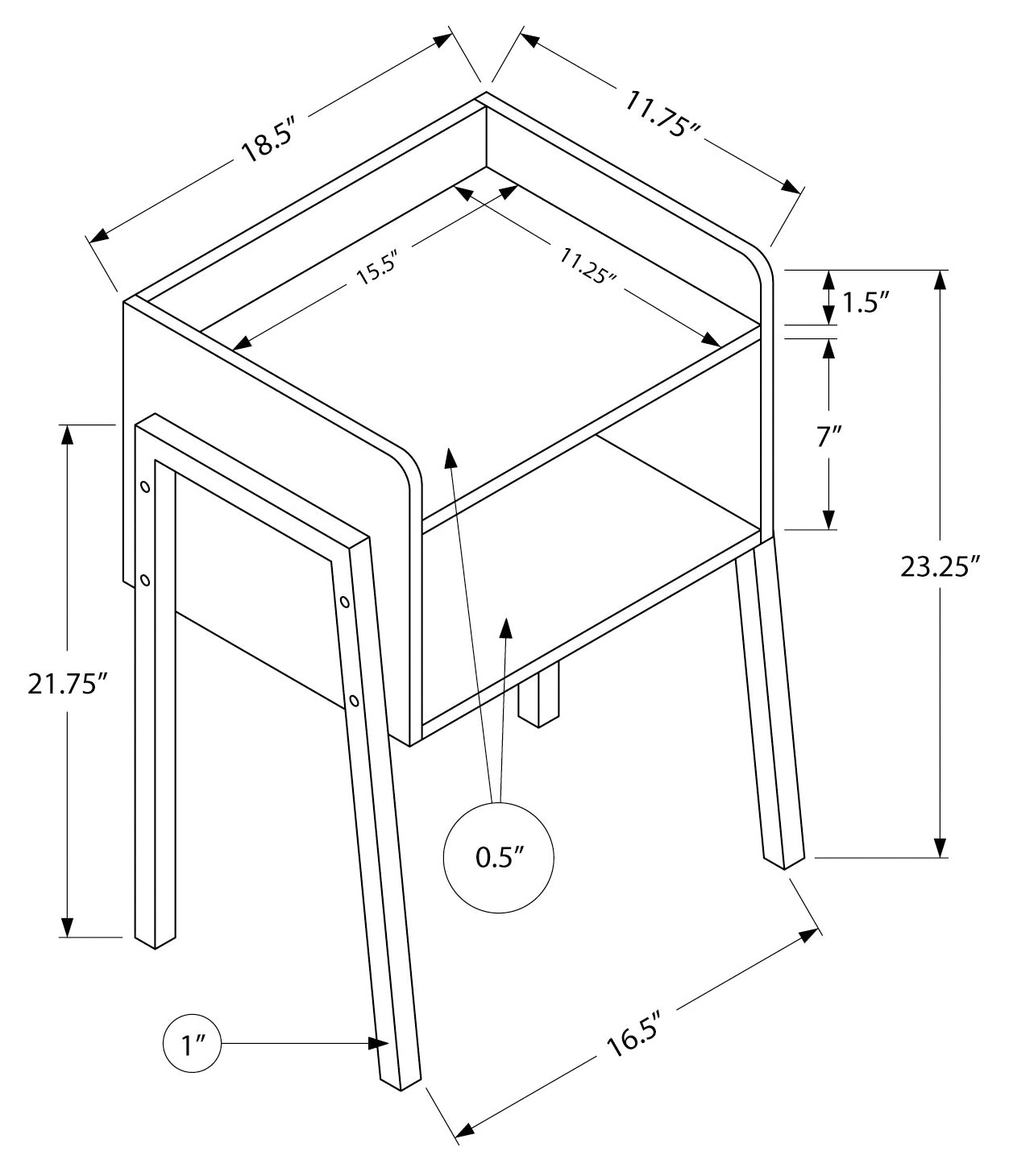 TABLE D'APPOINT - 23"H / LOOK BRUN / MÉTAL NOIR 