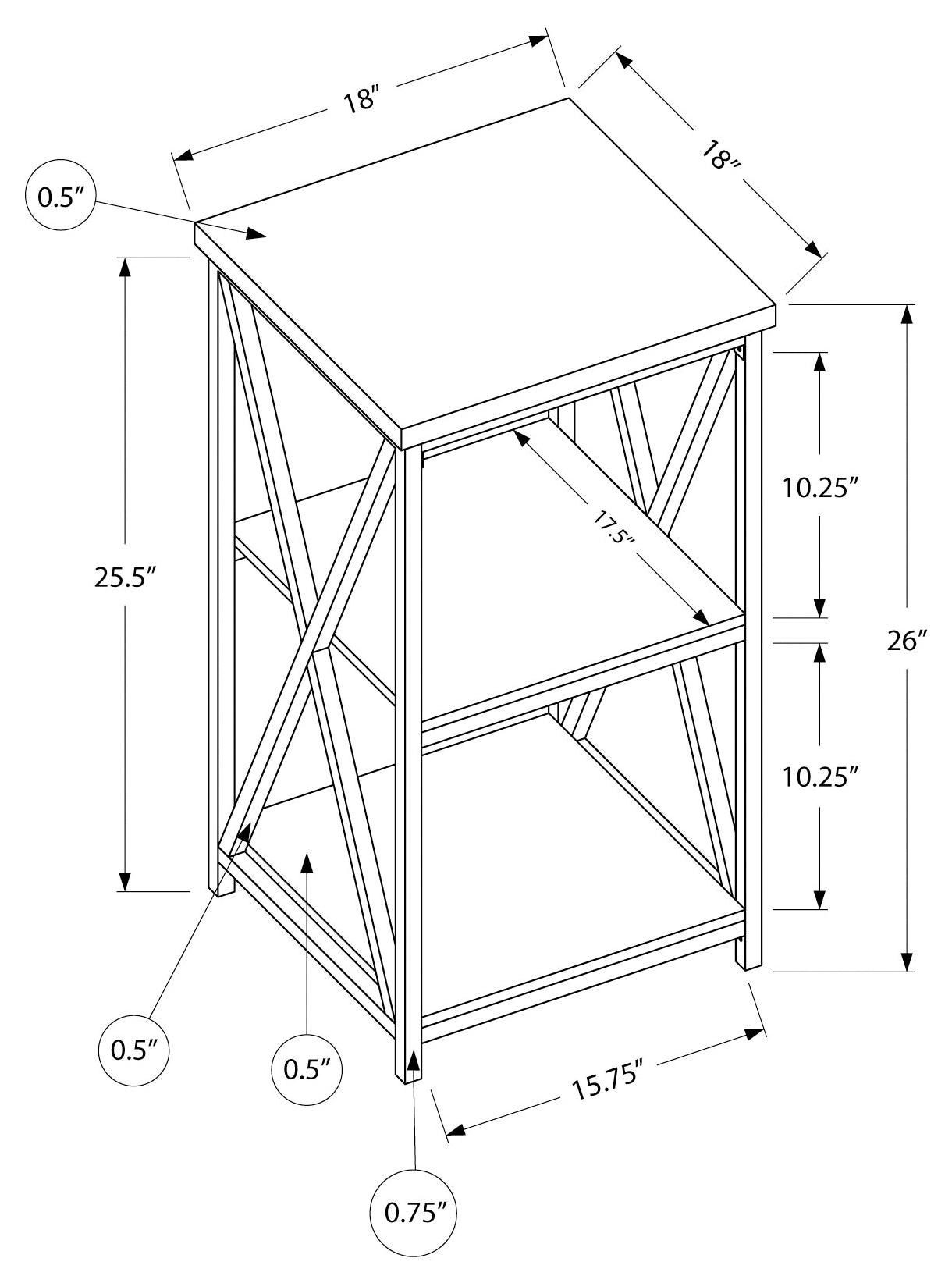 TABLE D'APPOINT - 26"H / GRIS / METAL NOIR