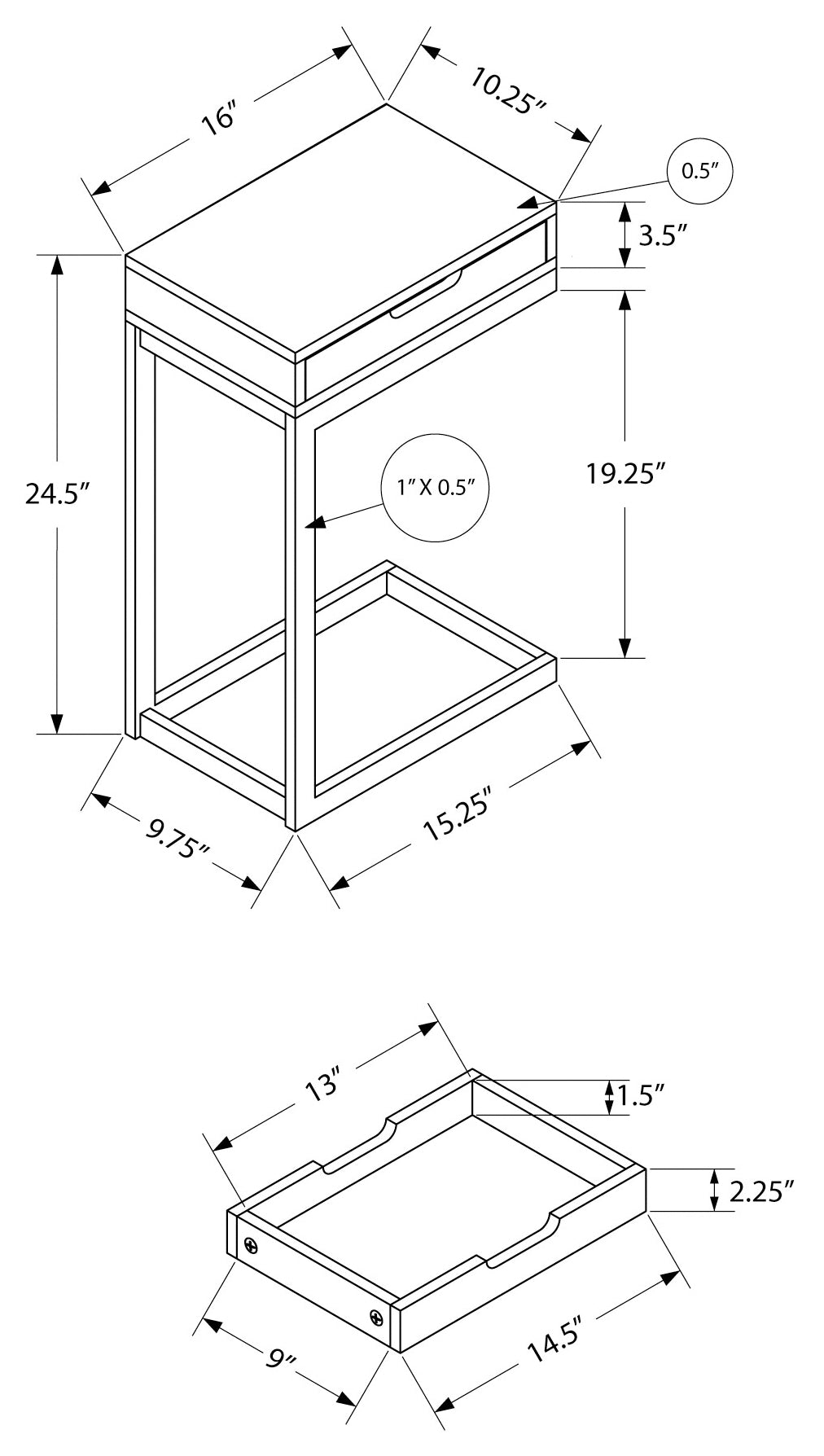 TABLE D'APPOINT - LOOK BRUN / MÉTAL NOIR