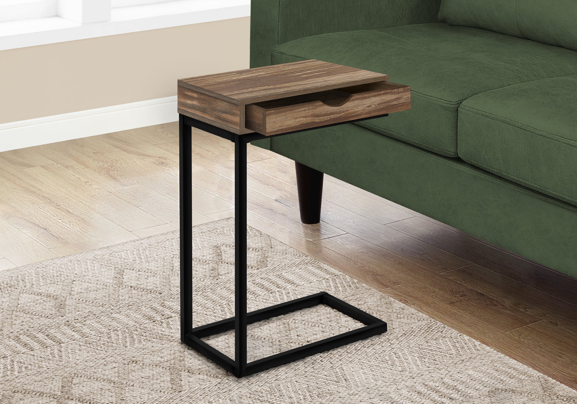 TABLE D'APPOINT - LOOK BRUN / MÉTAL NOIR