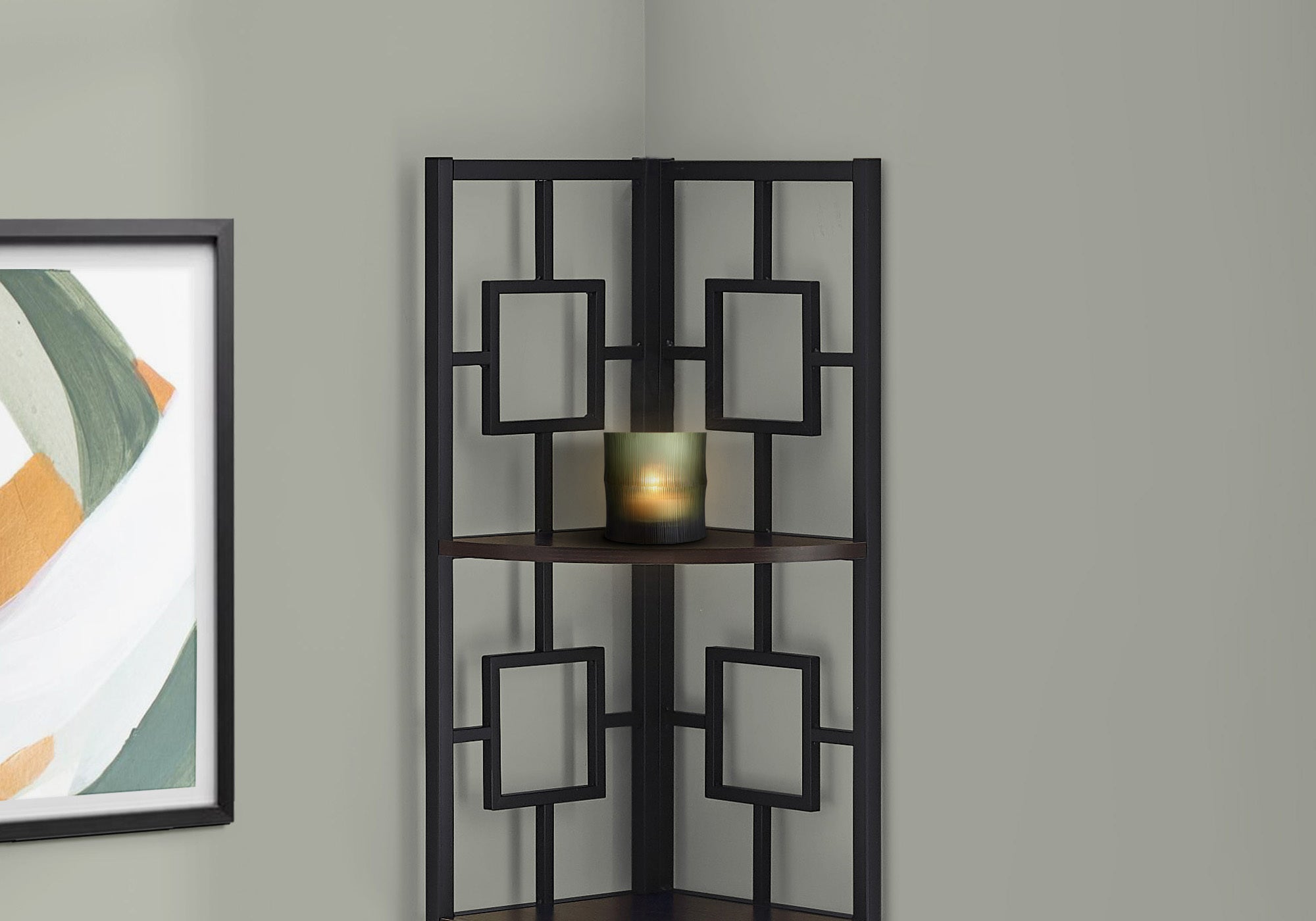 Rangement d'Angle Aurora : Étagère 62" Espresso et Noir