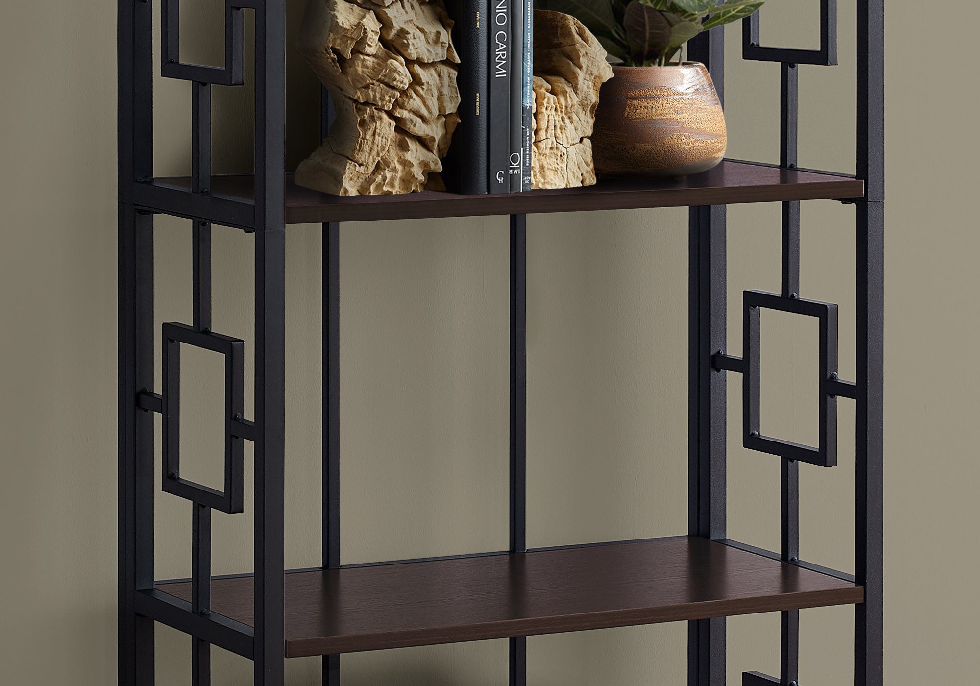 BIBLIOTHEQUE - 62"H / ESPRESSO / ETAGERE METAL NOIR