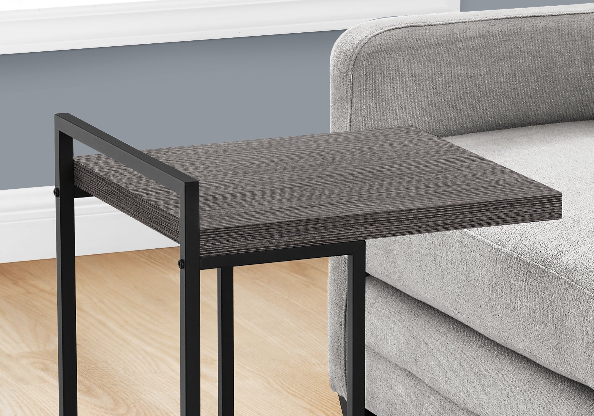 TABLE D'APPOINT - 25"H / GRIS / METAL NOIR