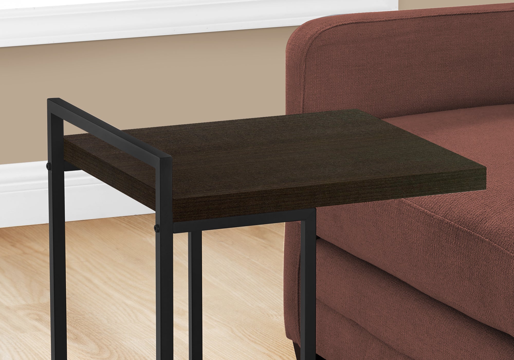 TABLE D'APPOINT - 25"H / ESPRESSO / METAL NOIR