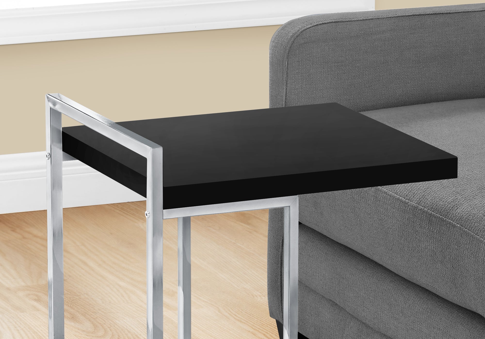 TABLE D'APPOINT - 25"H / NOIR / METAL CHROME