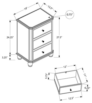 TABLE D'APPOINT - 28"H / MIROIR / ARGENT AVEC RANGEMENT 