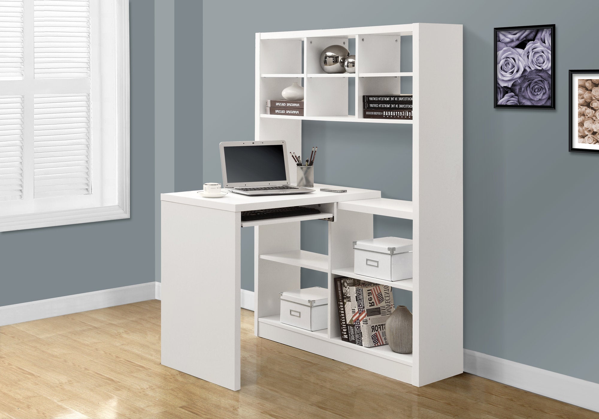 BUREAU D'ORDINATEUR - COIN GAUCHE OU DROIT BLANC