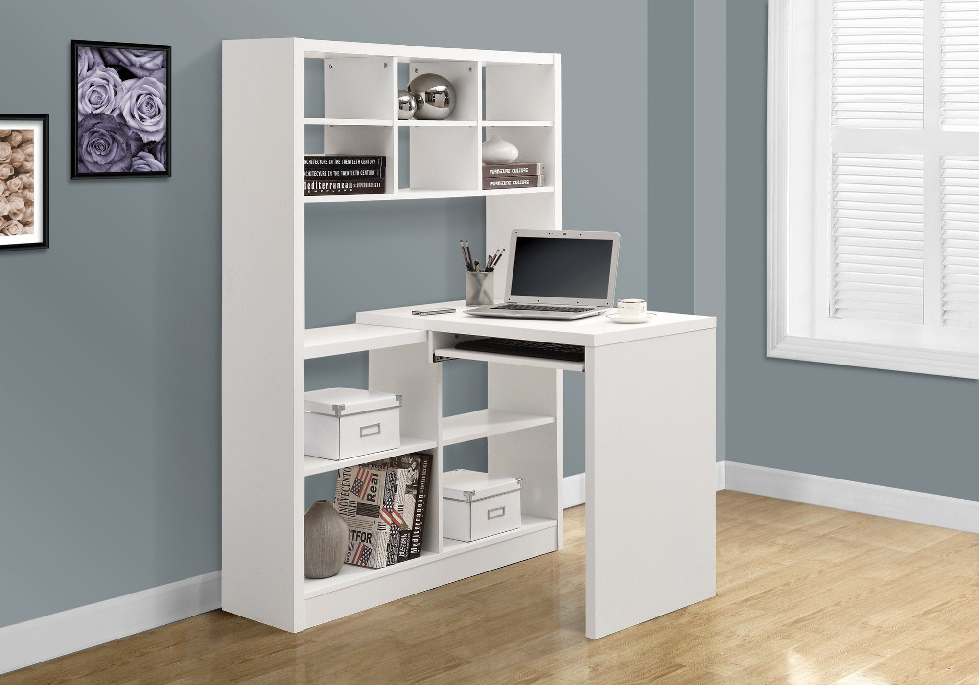 BUREAU D'ORDINATEUR - COIN GAUCHE OU DROIT BLANC