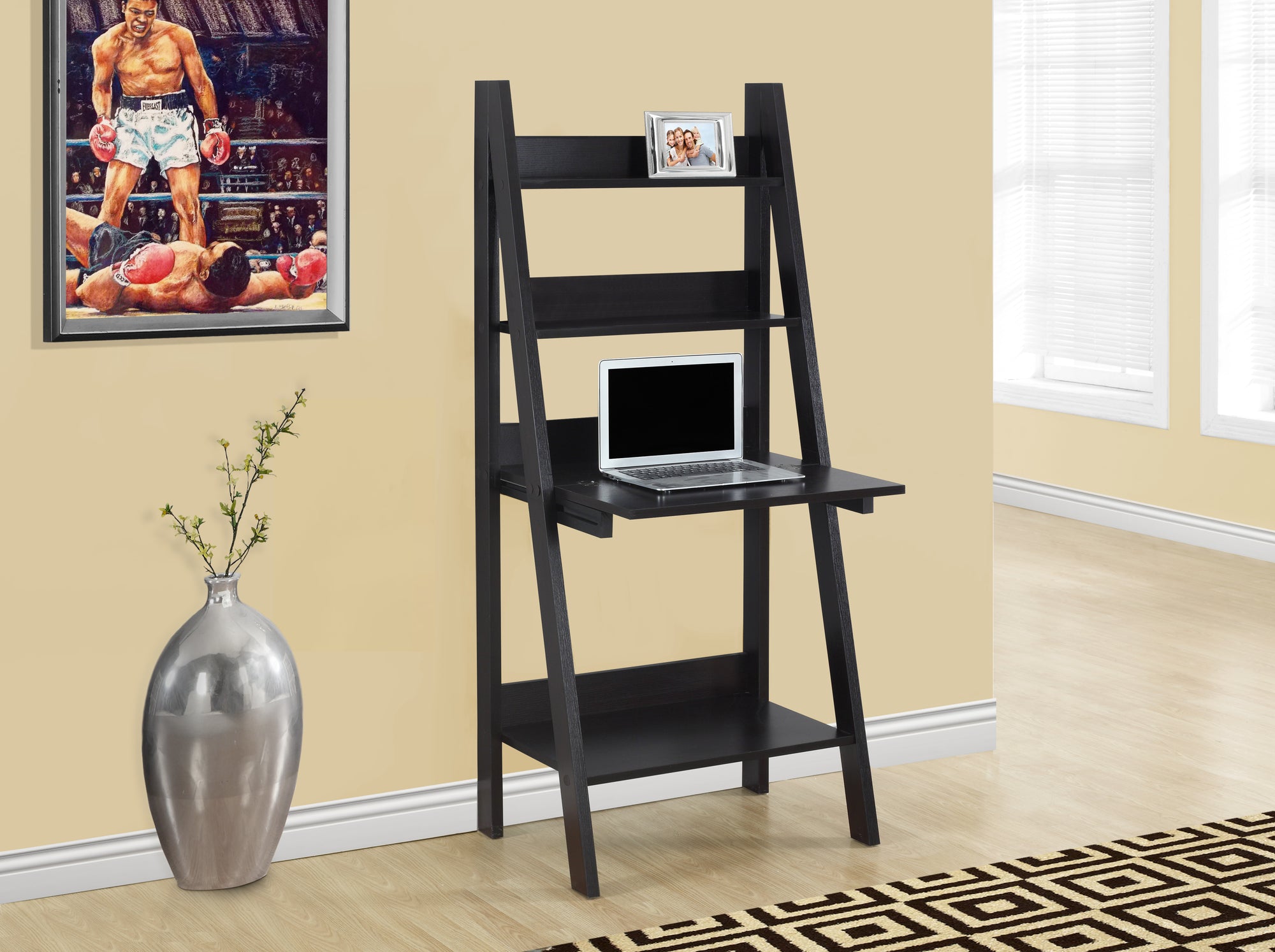 BUREAU D'ORDINATEUR - 61"H / STYLE ÉCHELLE ESPRESSO