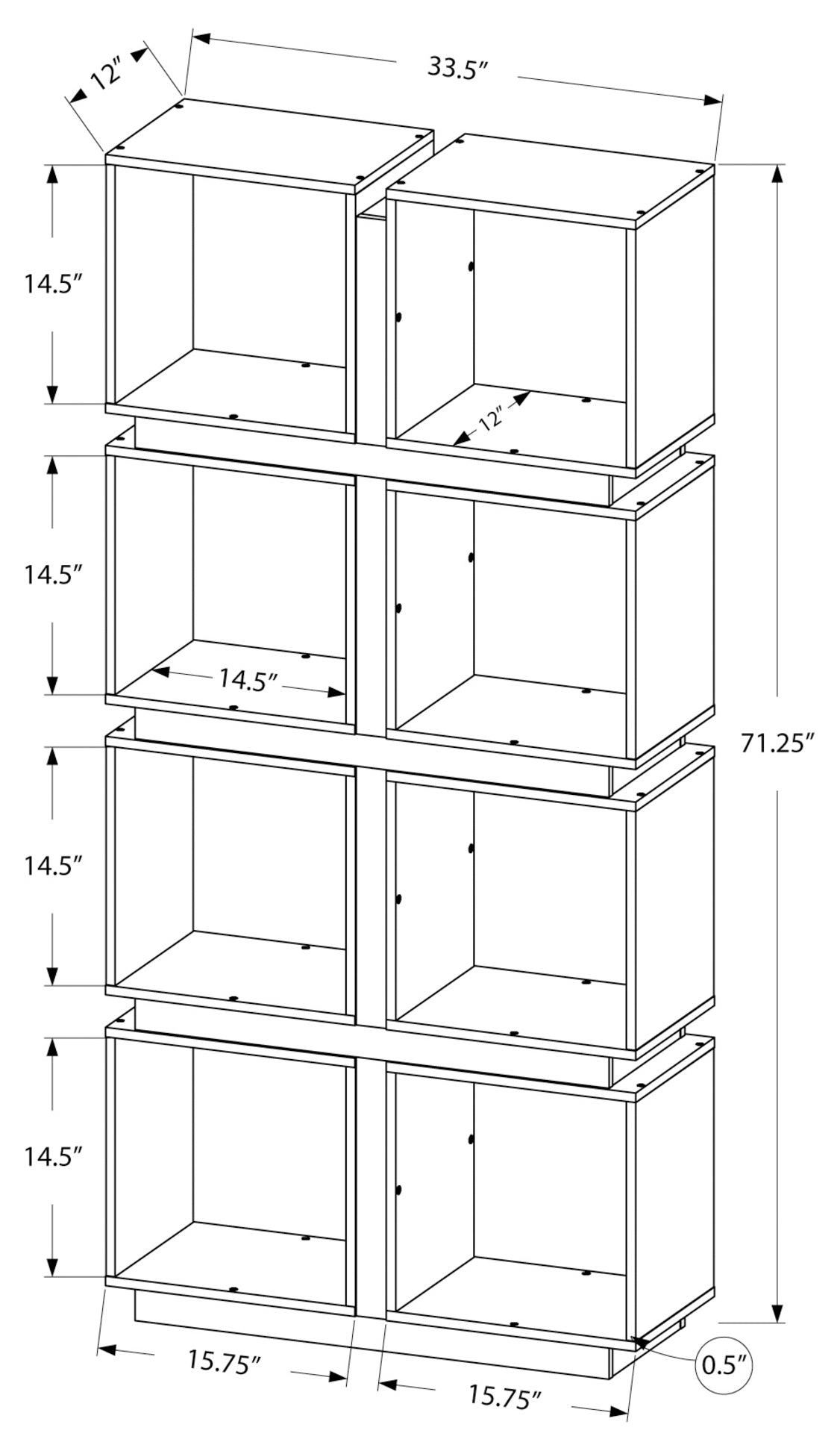 BIBLIOTHÈQUE - 71"H / BLANC / GRIS