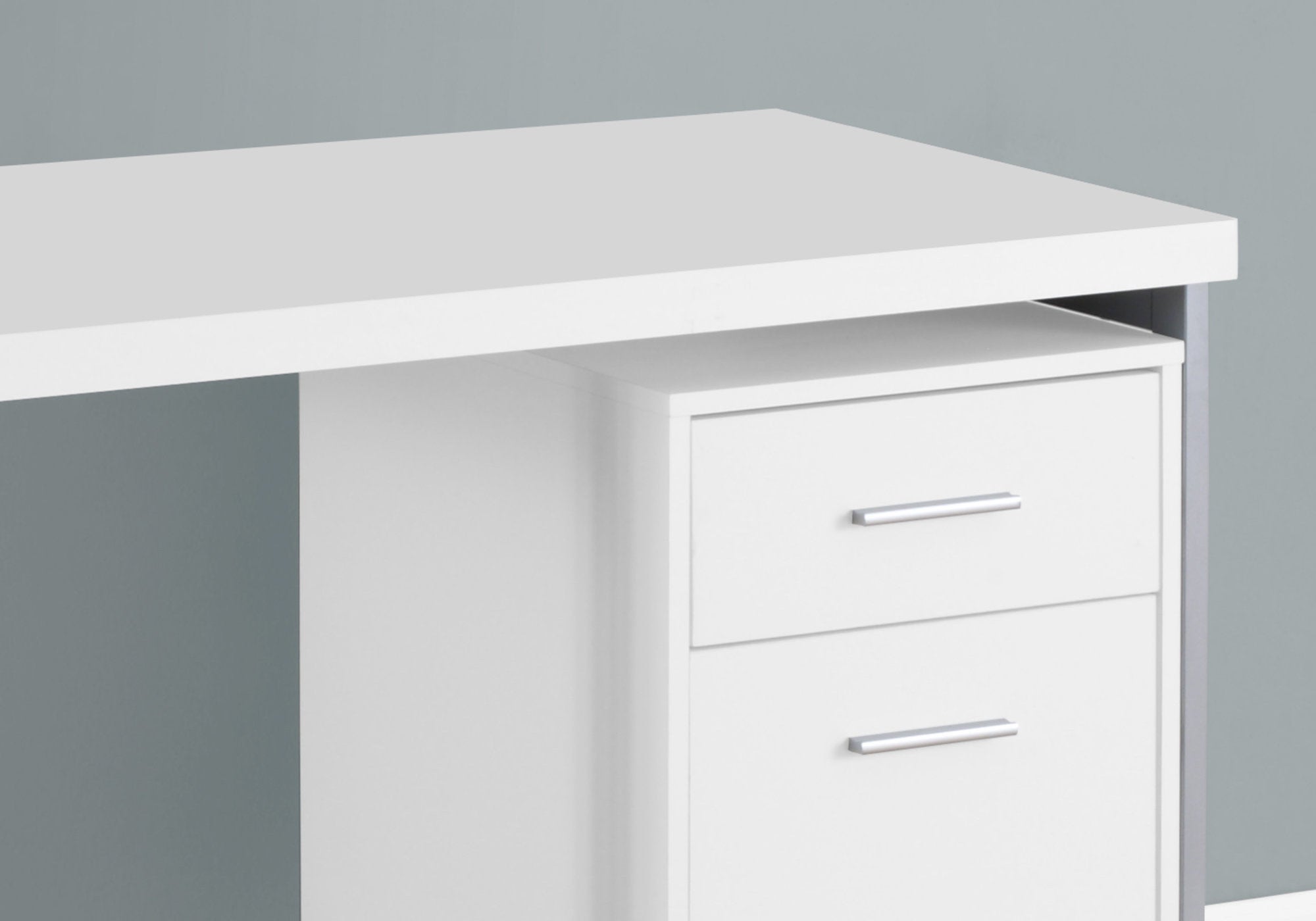 BUREAU D'ORDINATEUR - 48"L / BLANC / METAL ARGENT