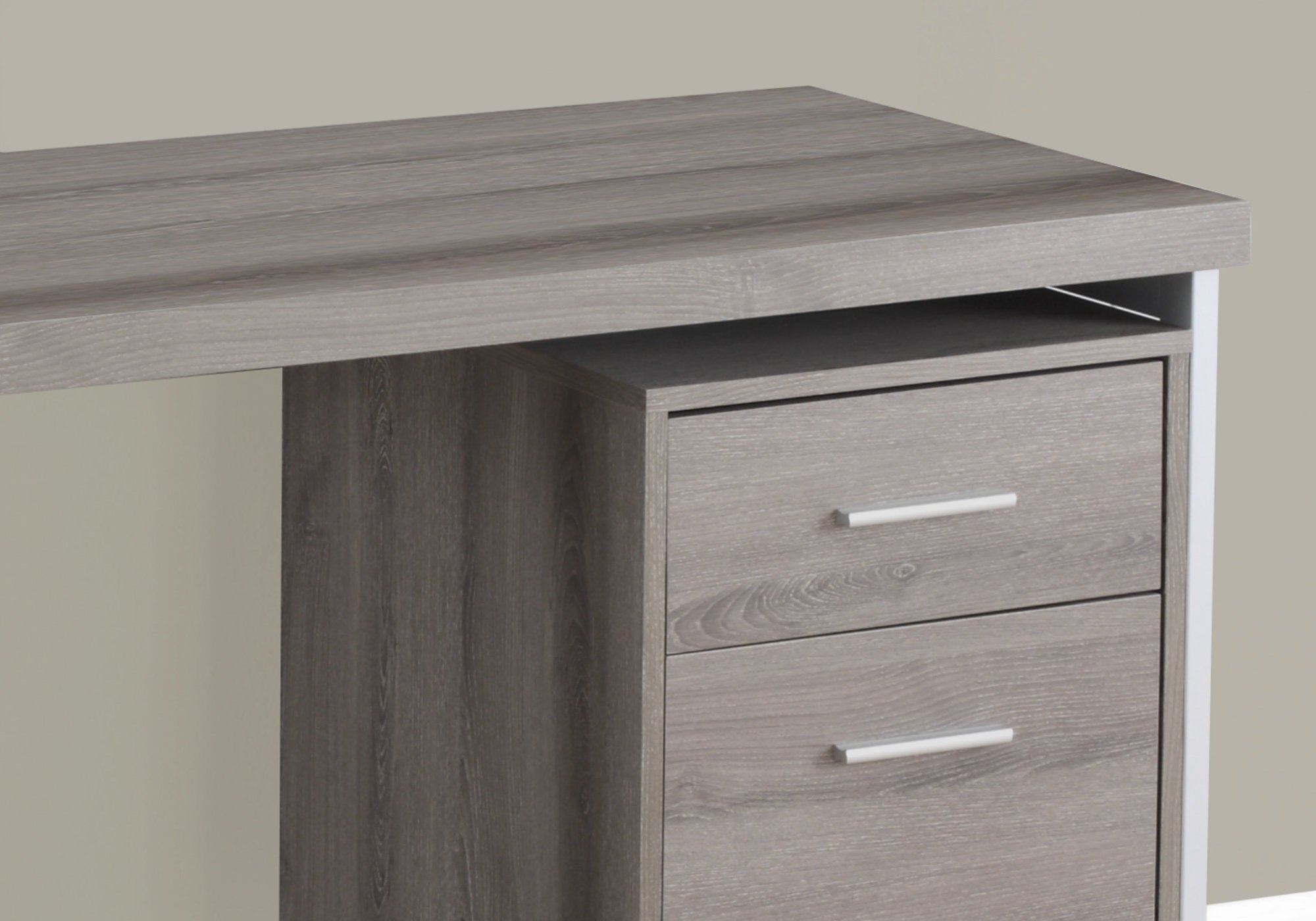 BUREAU D'ORDINATEUR - 48"L / TAUPE FONCE / METAL ARGENT