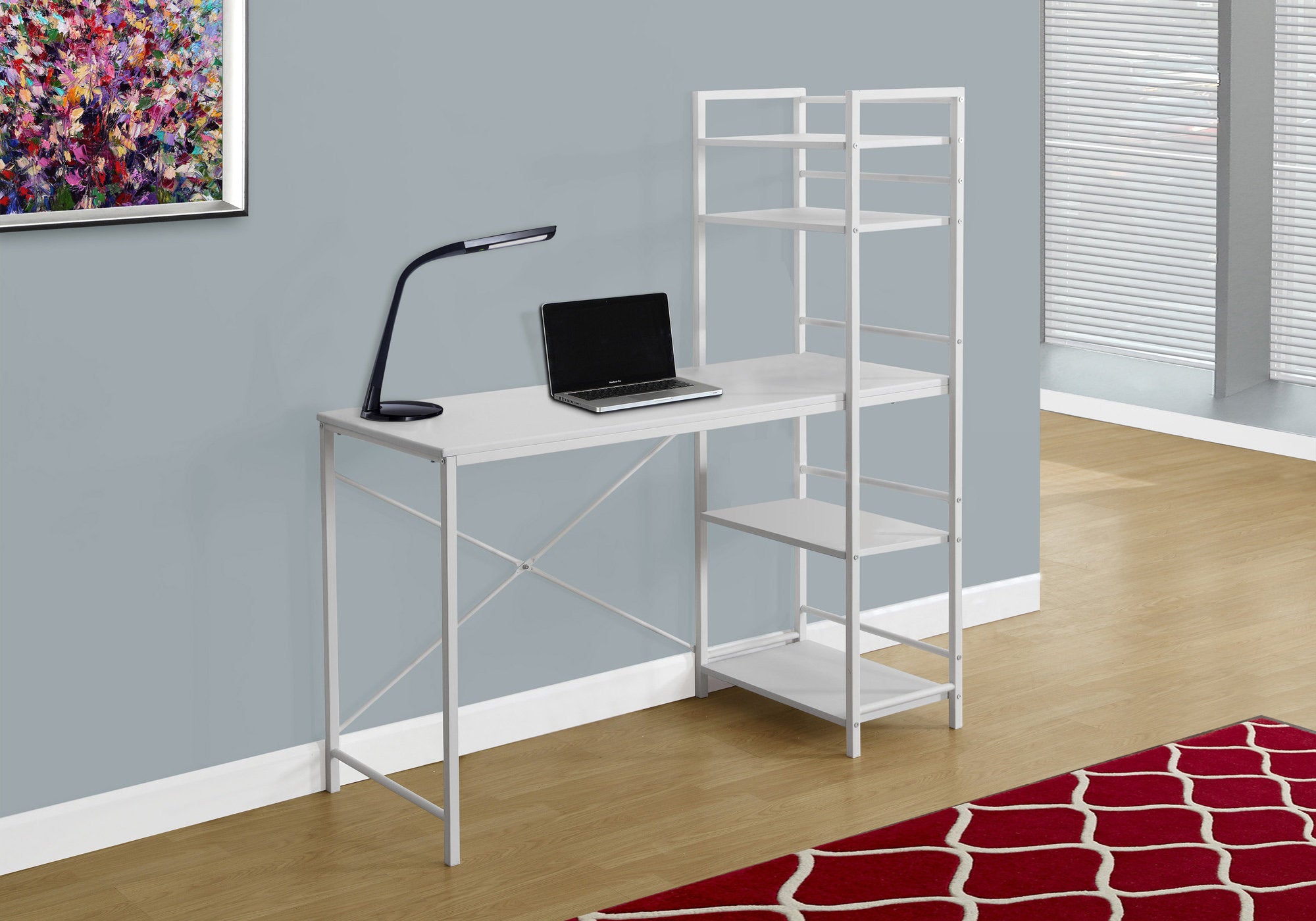BUREAU D'ORDINATEUR - 48"L / DESSUS BLANC / MÉTAL BLANC