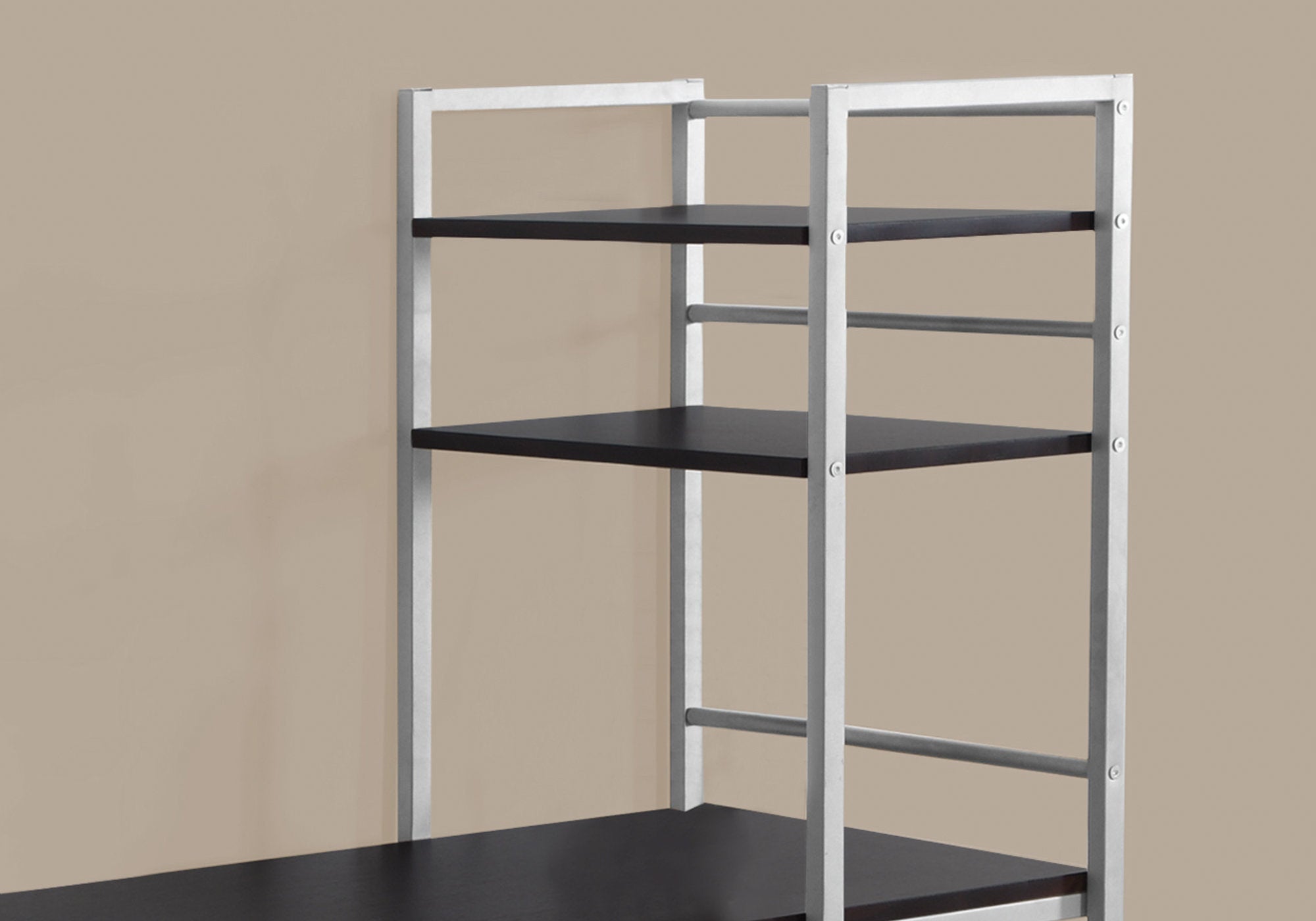 BUREAU D'ORDINATEUR - 48"L / DESSUS ESPRESSO / METAL ARGENT