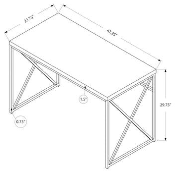 BUREAU D'ORDINATEUR - 48"L / ESPRESSO / MÉTAL DORÉ 