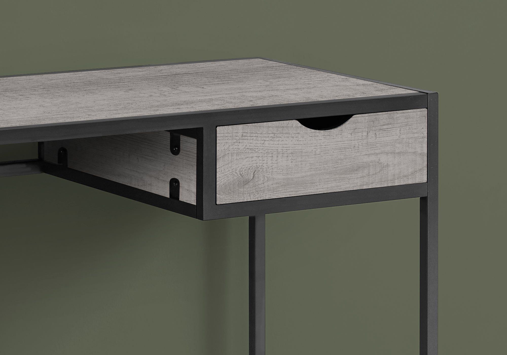 BUREAU D'ORDINATEUR - 42"L / GRIS / MÉTAL GRIS FONCÉ