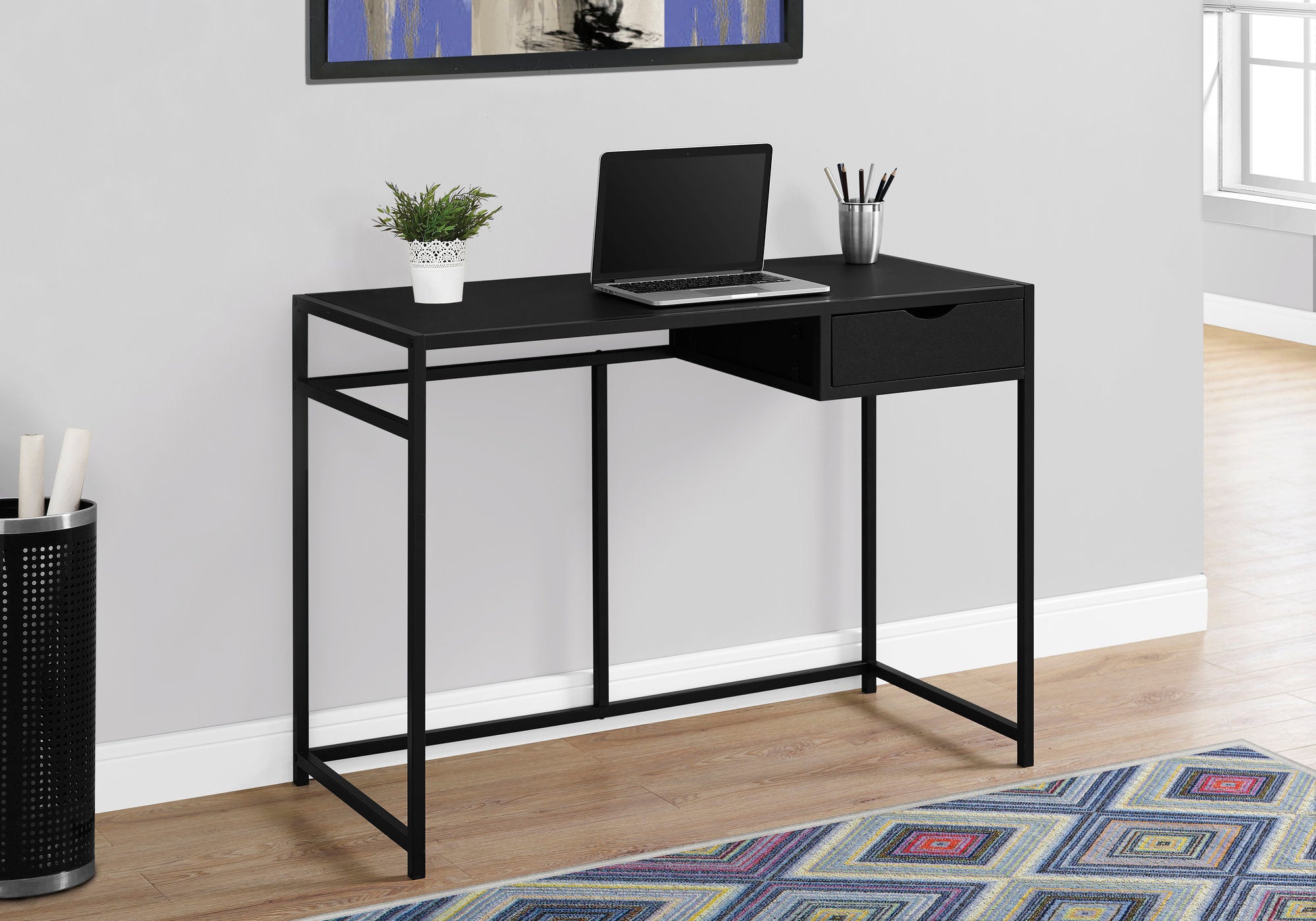 BUREAU D'ORDINATEUR - 42"L / NOIR / MÉTAL NOIR