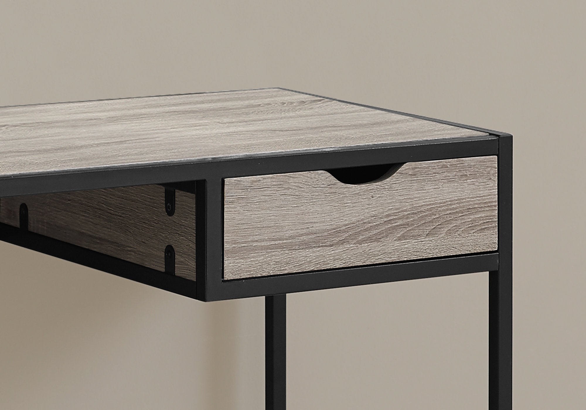 BUREAU D'ORDINATEUR - 42"L / TAUPE FONCE / METAL NOIR 