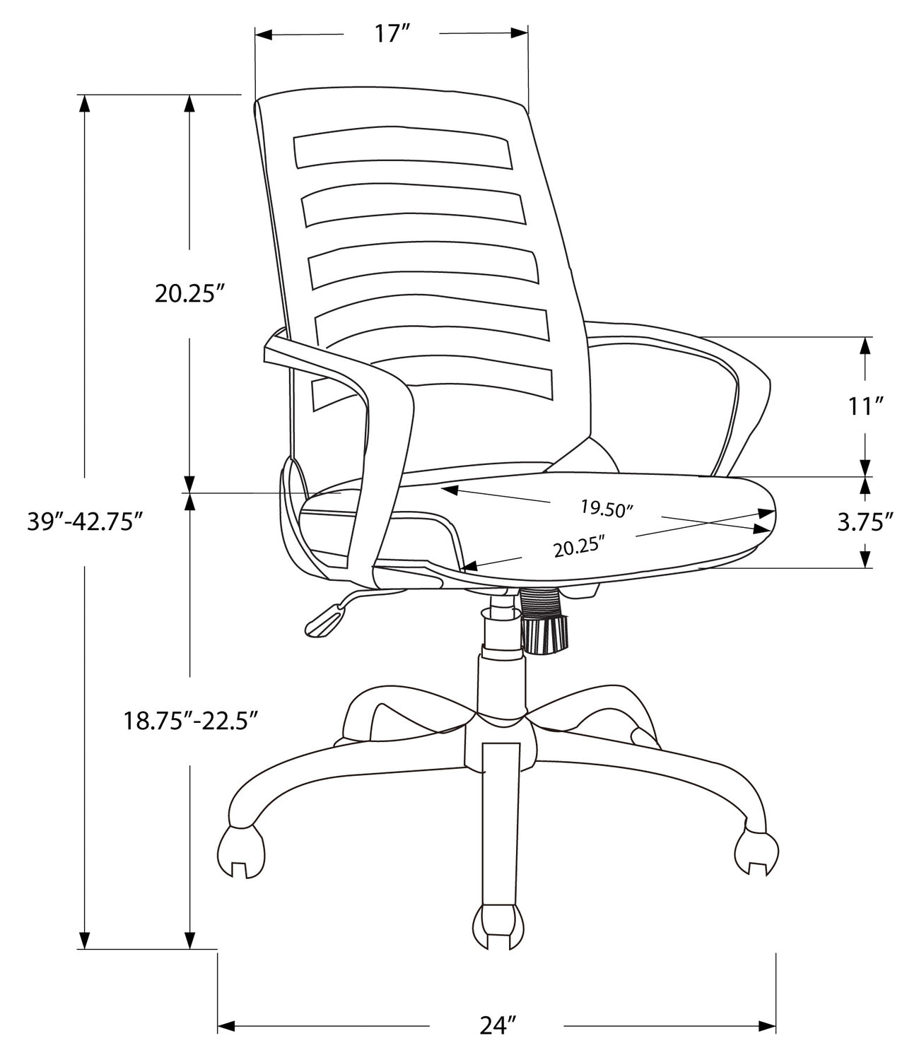 CHAISE DE BUREAU - BLANCHE / MESH GRIS / MULTIPOSITIONS