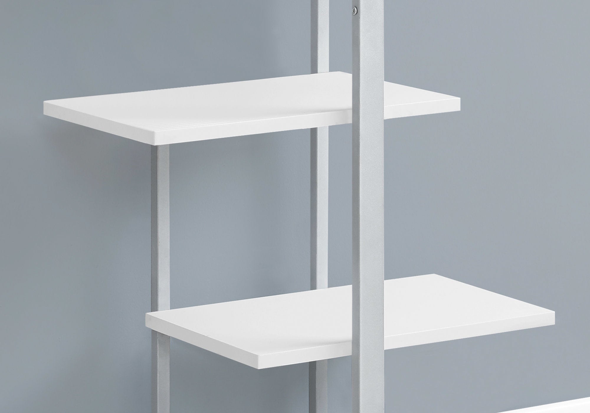 BIBLIOTHÈQUE - 60"H / BLANC / METAL ARGENT
